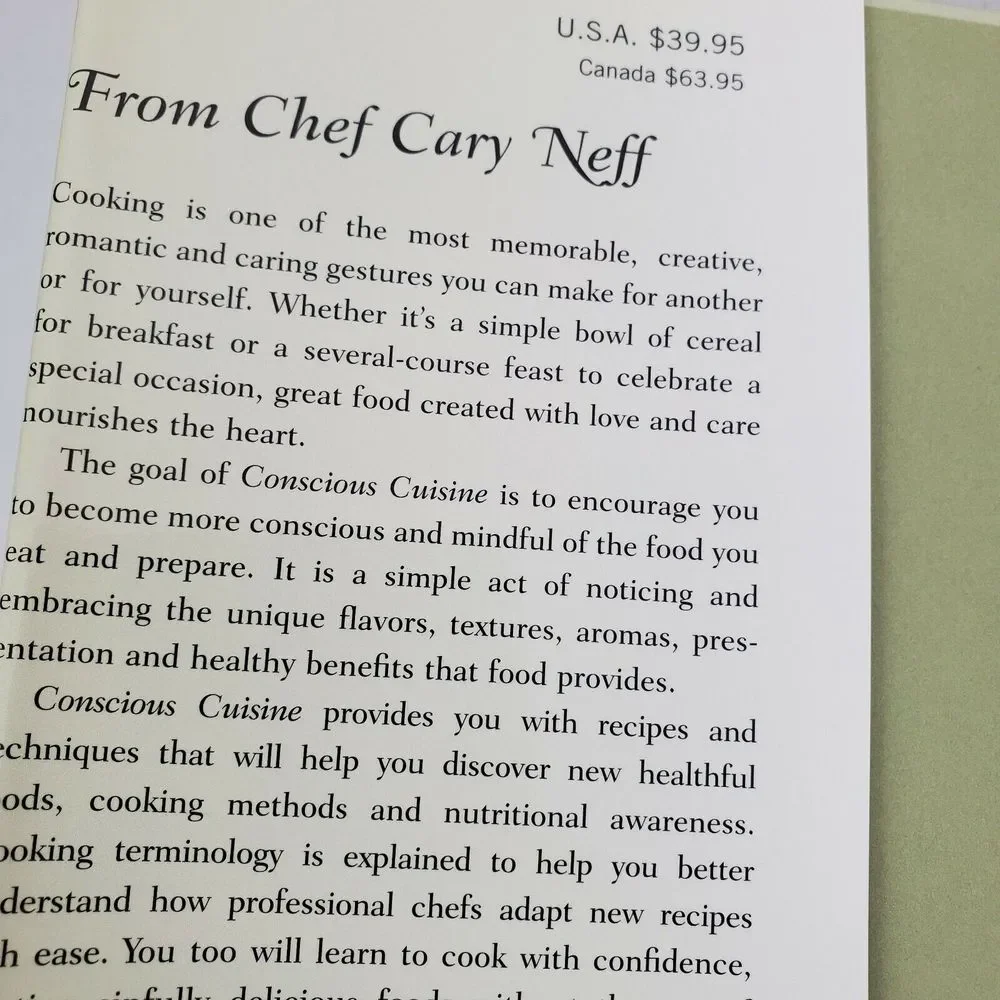 Signed 2005 Conscious‎ Cuisine Cary Neff Cookbook Healthy Cooking